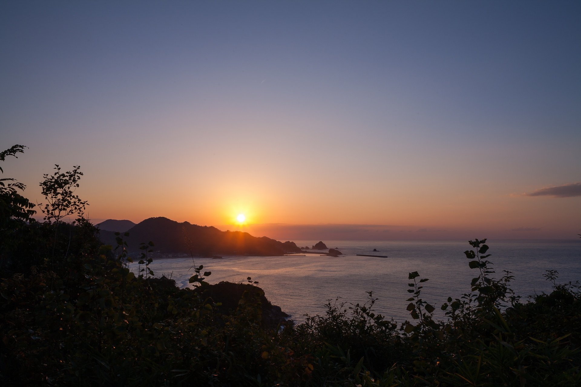 羽尾岬からの夕焼け。
