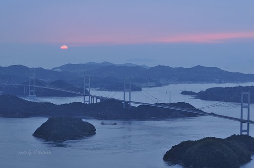 亀老山からしまなみ夕暮れ