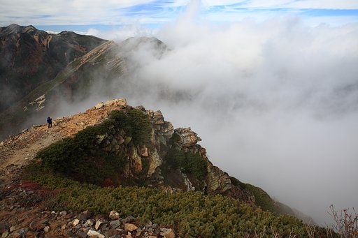 雲に埋まりゆく山道