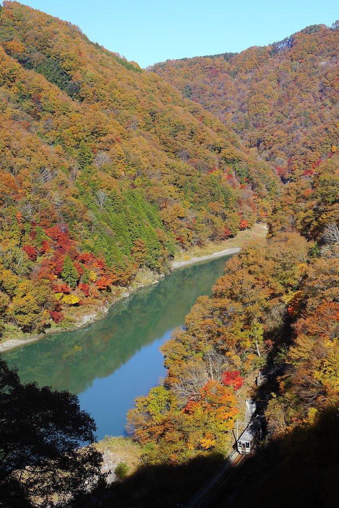 秋色の天竜峡を望む