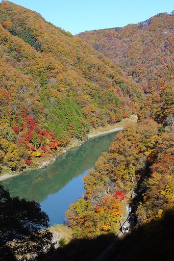 秋色の天竜峡を望む