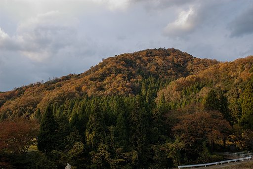 村の奥の紅葉-5。