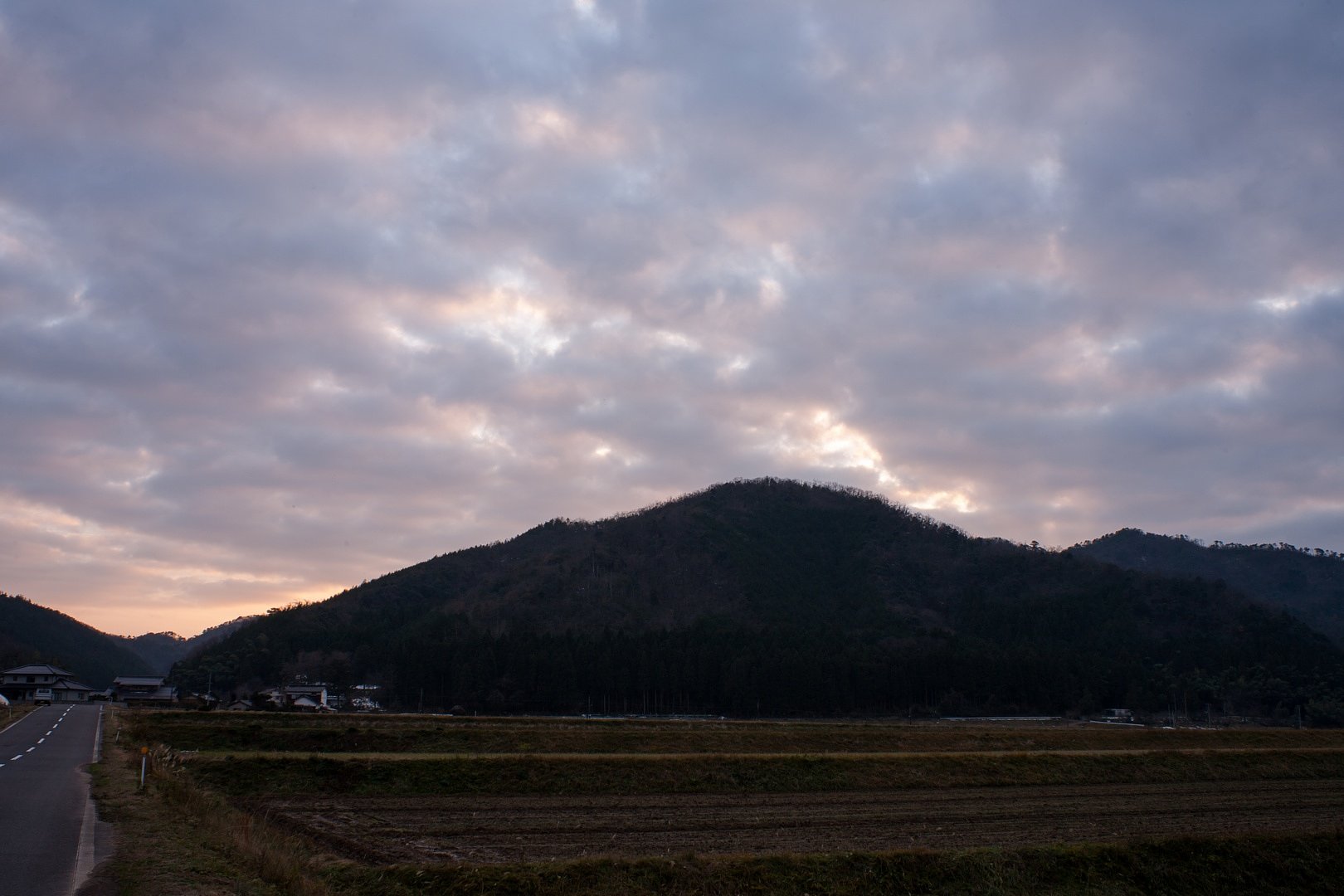 まだらな夕焼けが・・。
