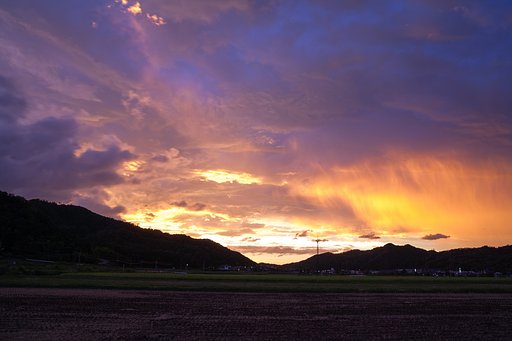 素晴らしい夕焼けに・・。