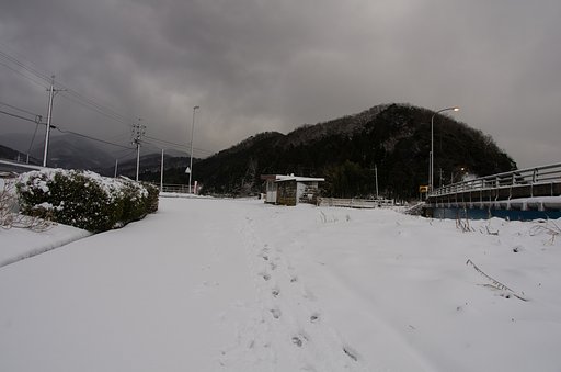 バス停付近の積雪。