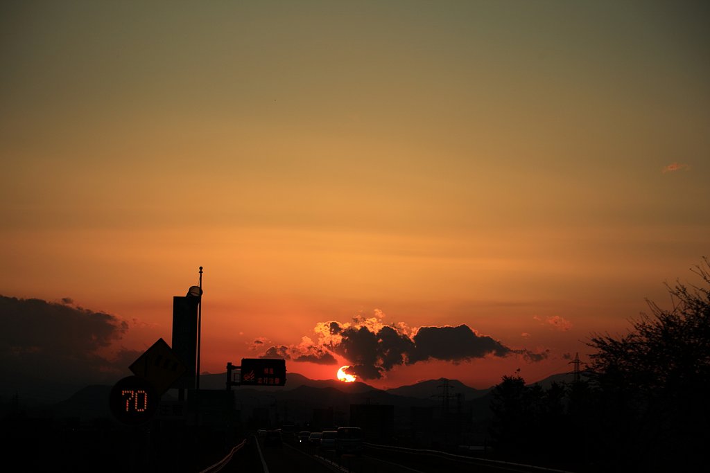 仙台南部道路の夕日＠ノーファインダー