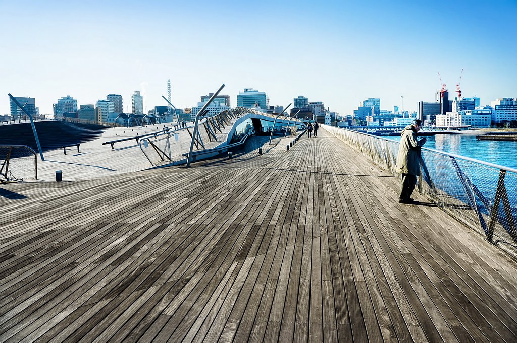 Old man and large pier