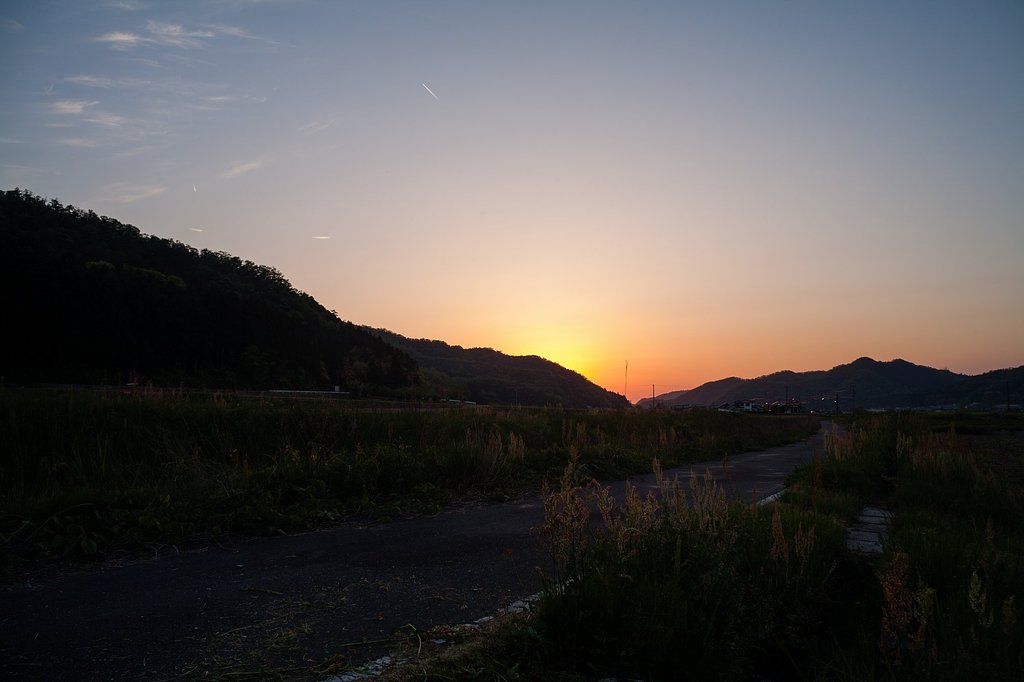 美しい夕焼けに。