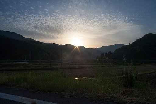 晴れの朝日の出。