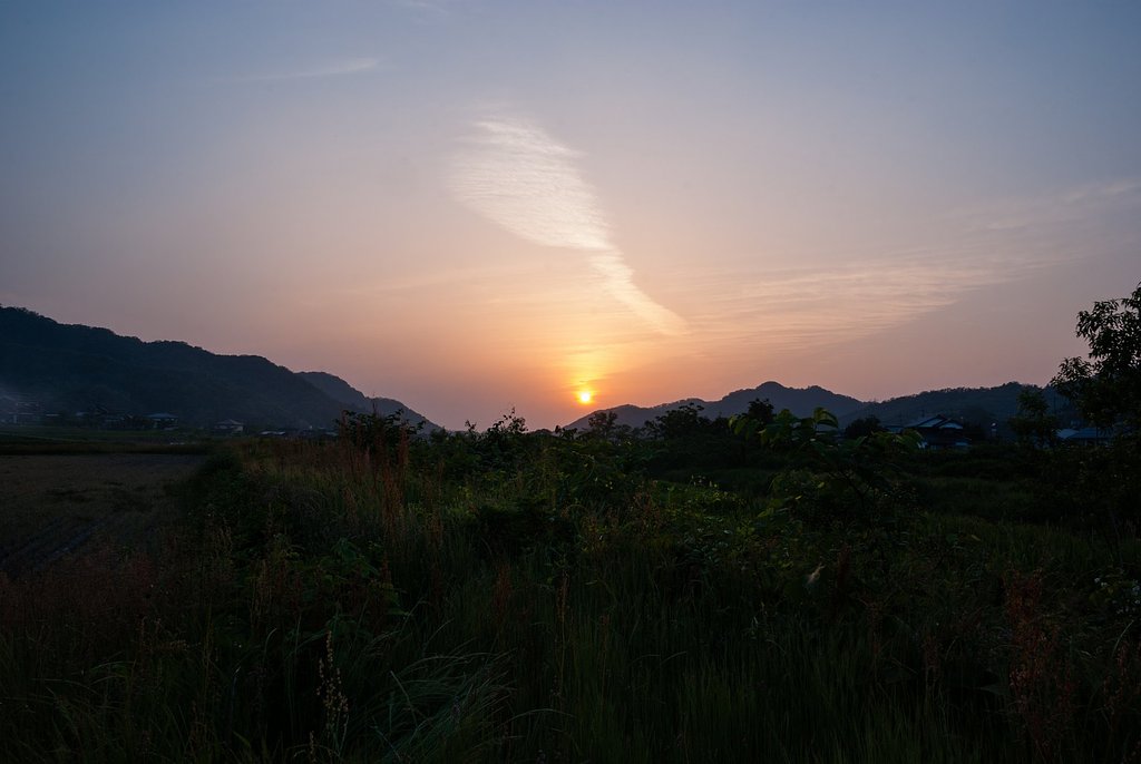 美しい夕焼けに。