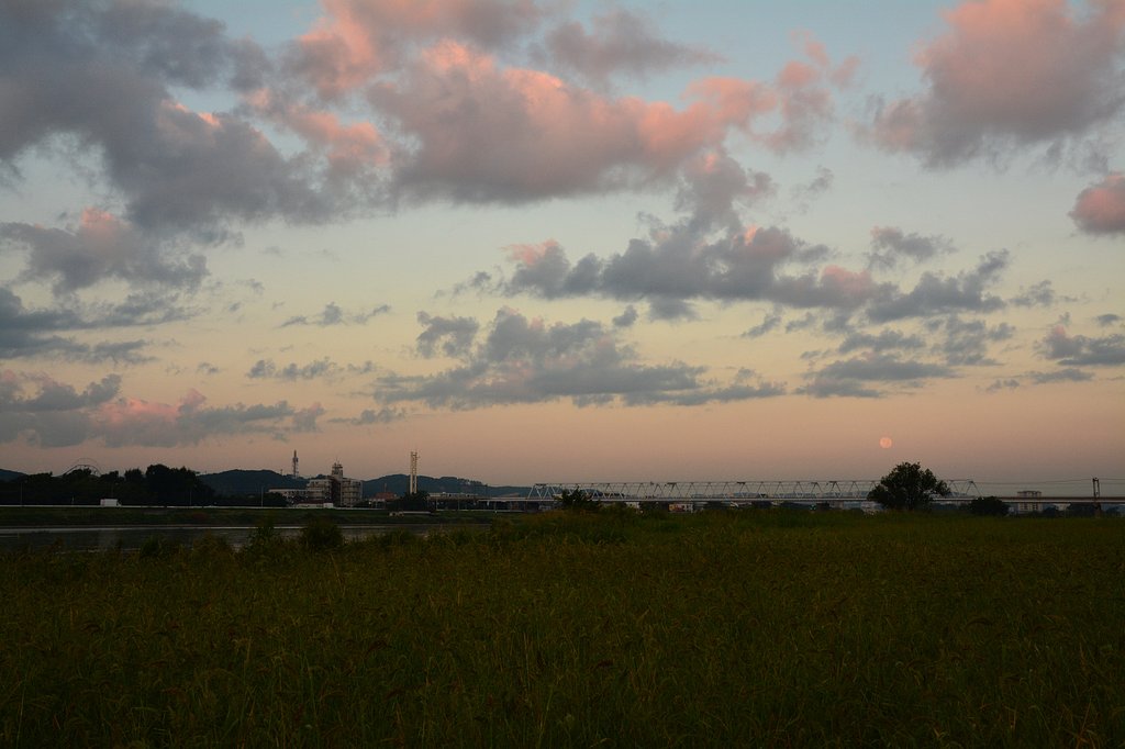 中秋の名月沈む