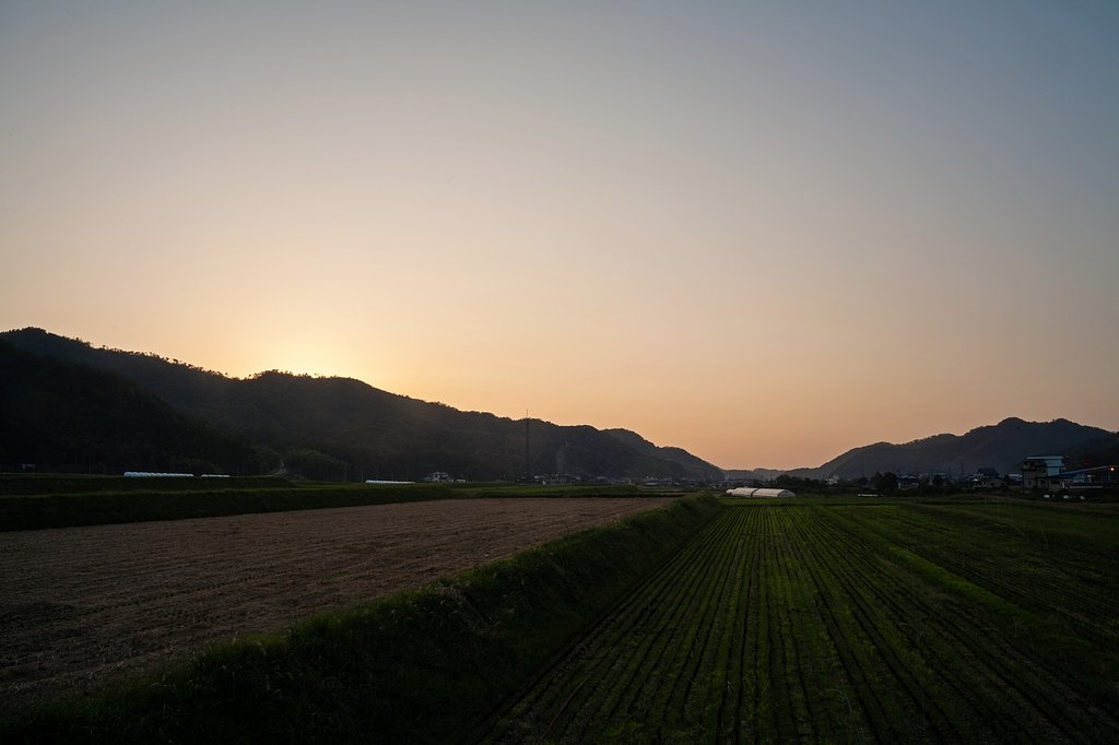 雲の無い夕焼け・・。