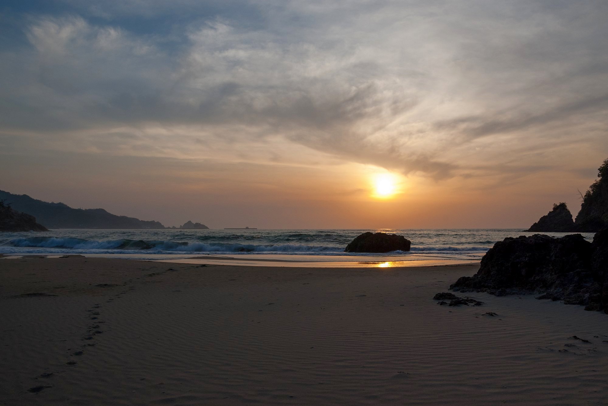 熊井浜の夕暮れ。