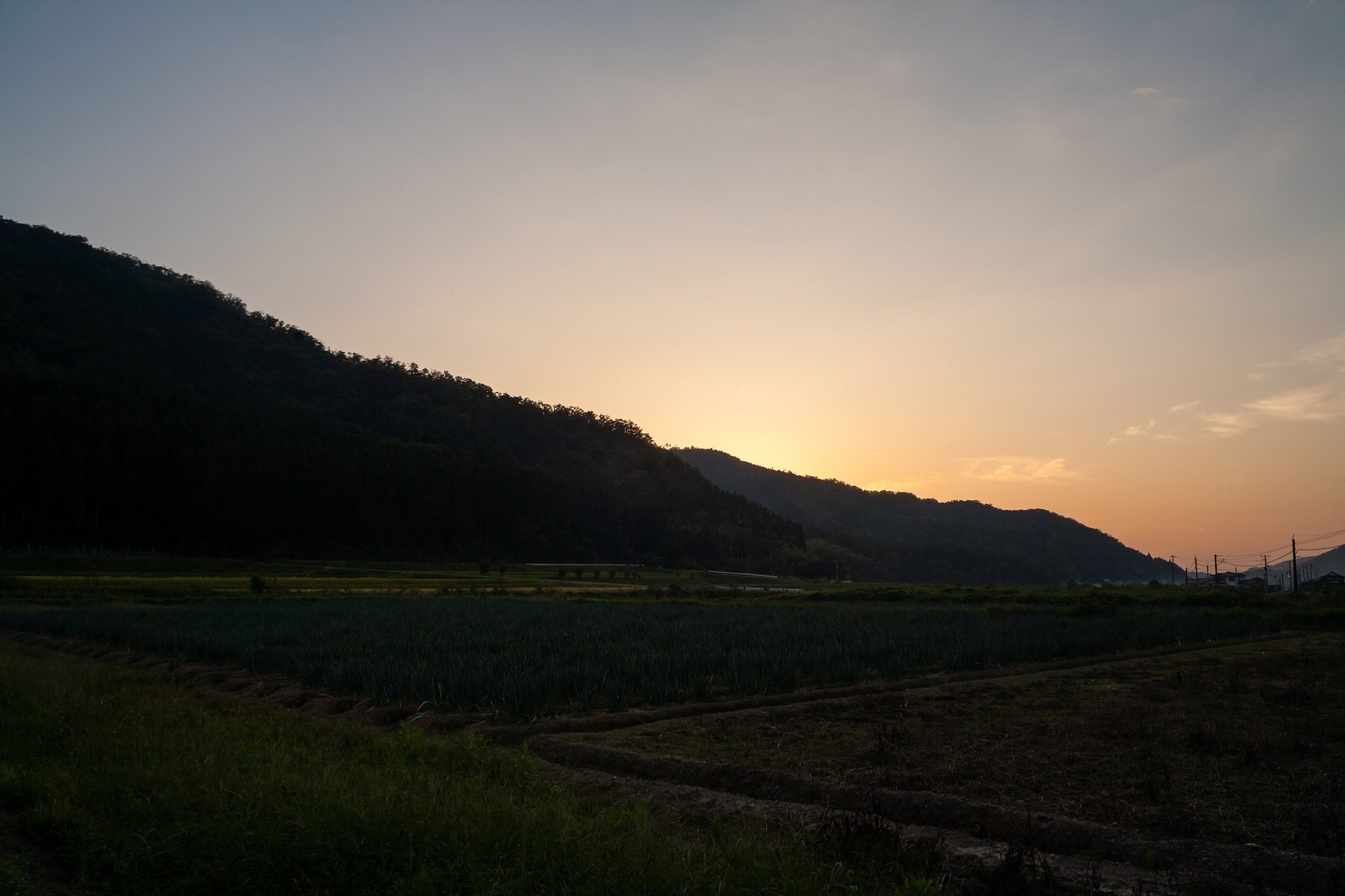 日没後に夕焼けに・・。