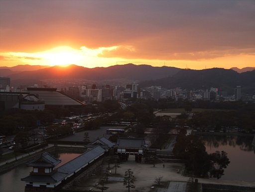 夕日と街並みの両立④レタッチ