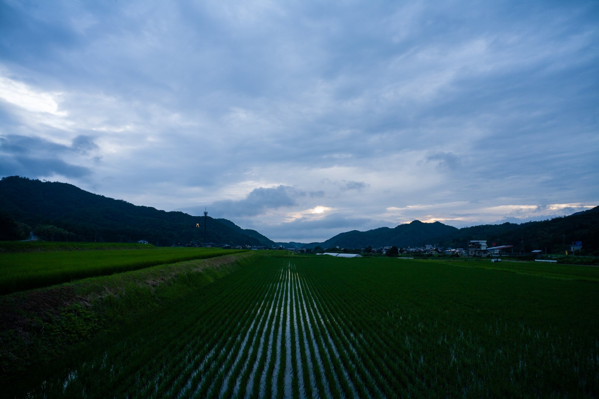 雲の隙間から太陽が・・。