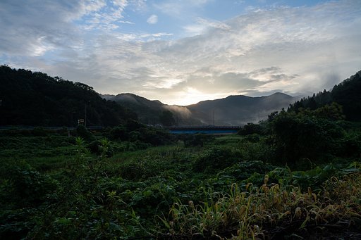 朝日の出の時間の筈・・。