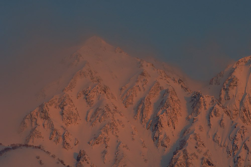 紅に染まった白馬連峰