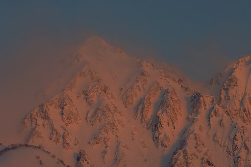 紅に染まった白馬連峰