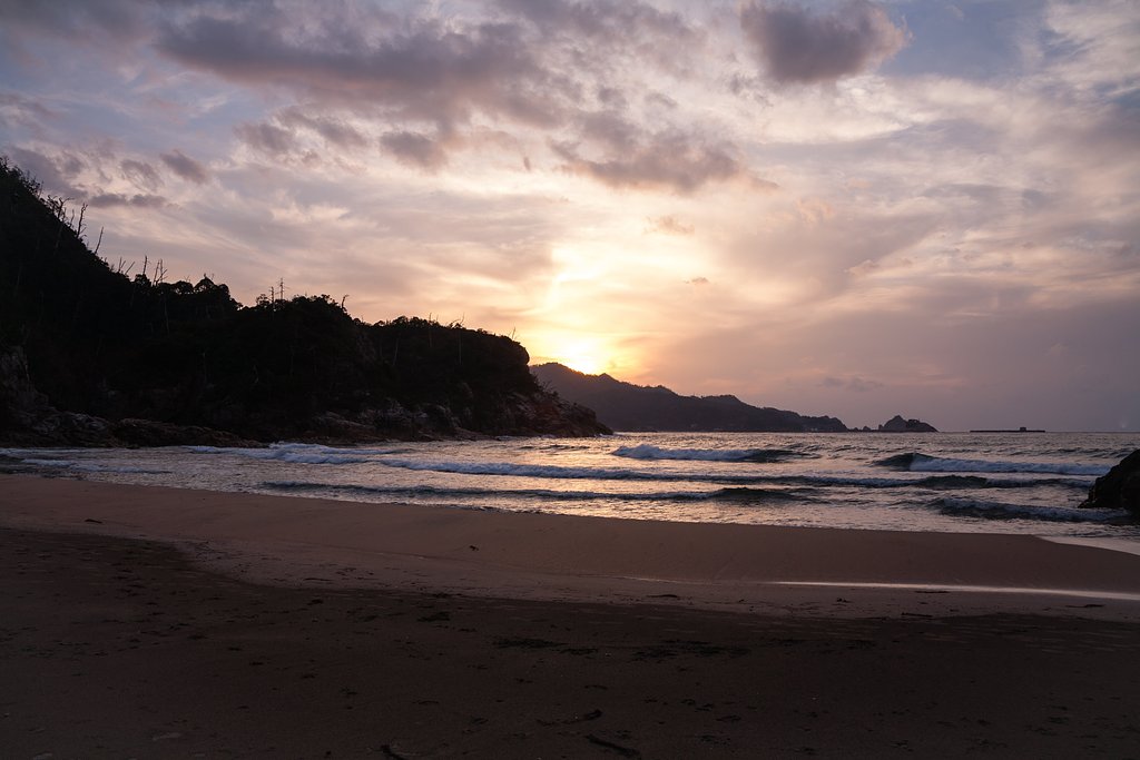 熊井浜の夕暮れ。