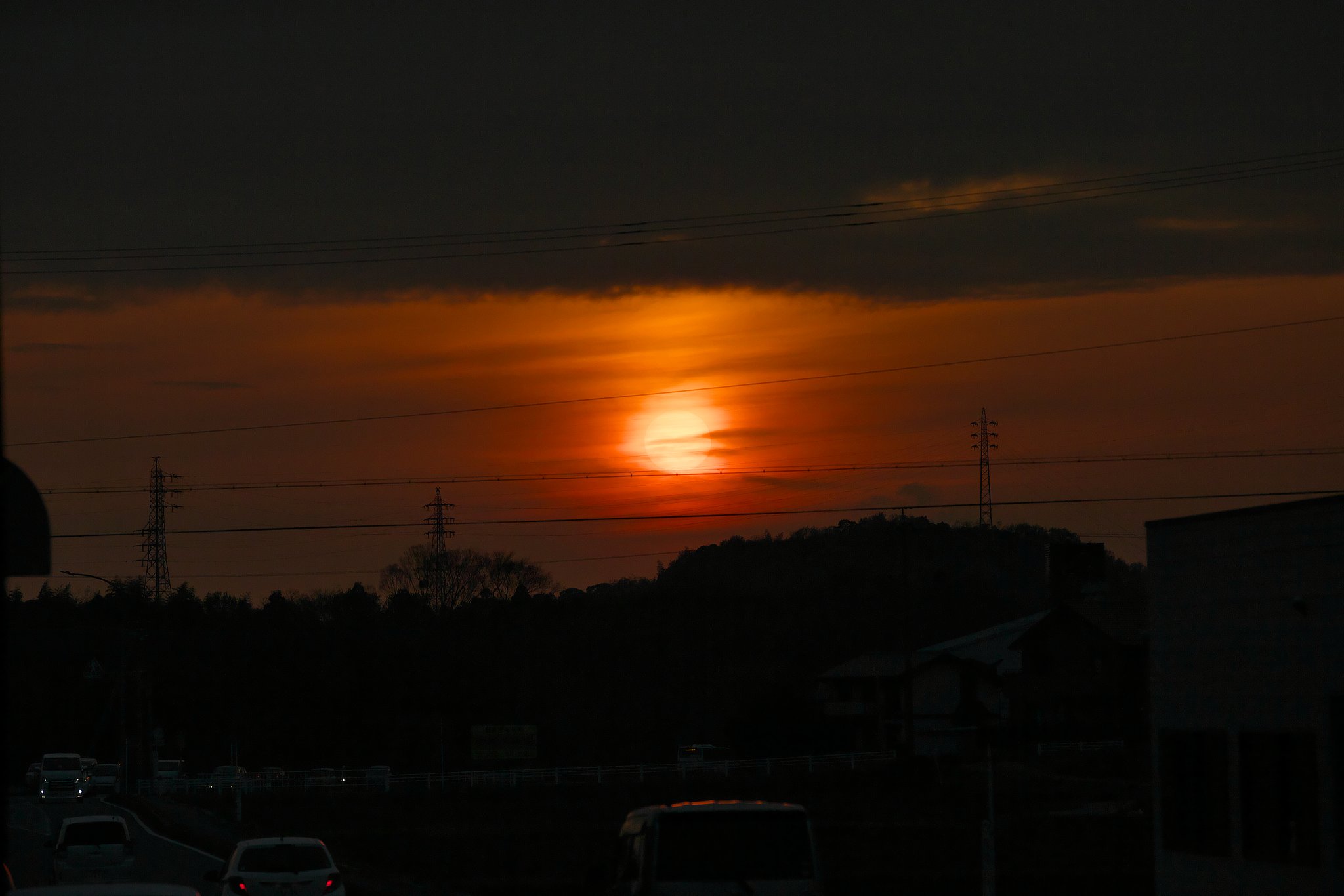 印象的な夕日