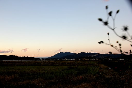 夕暮れの紫峰
