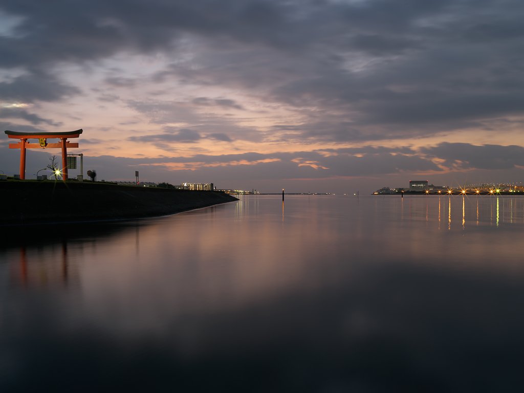 多摩川河口の夜明け