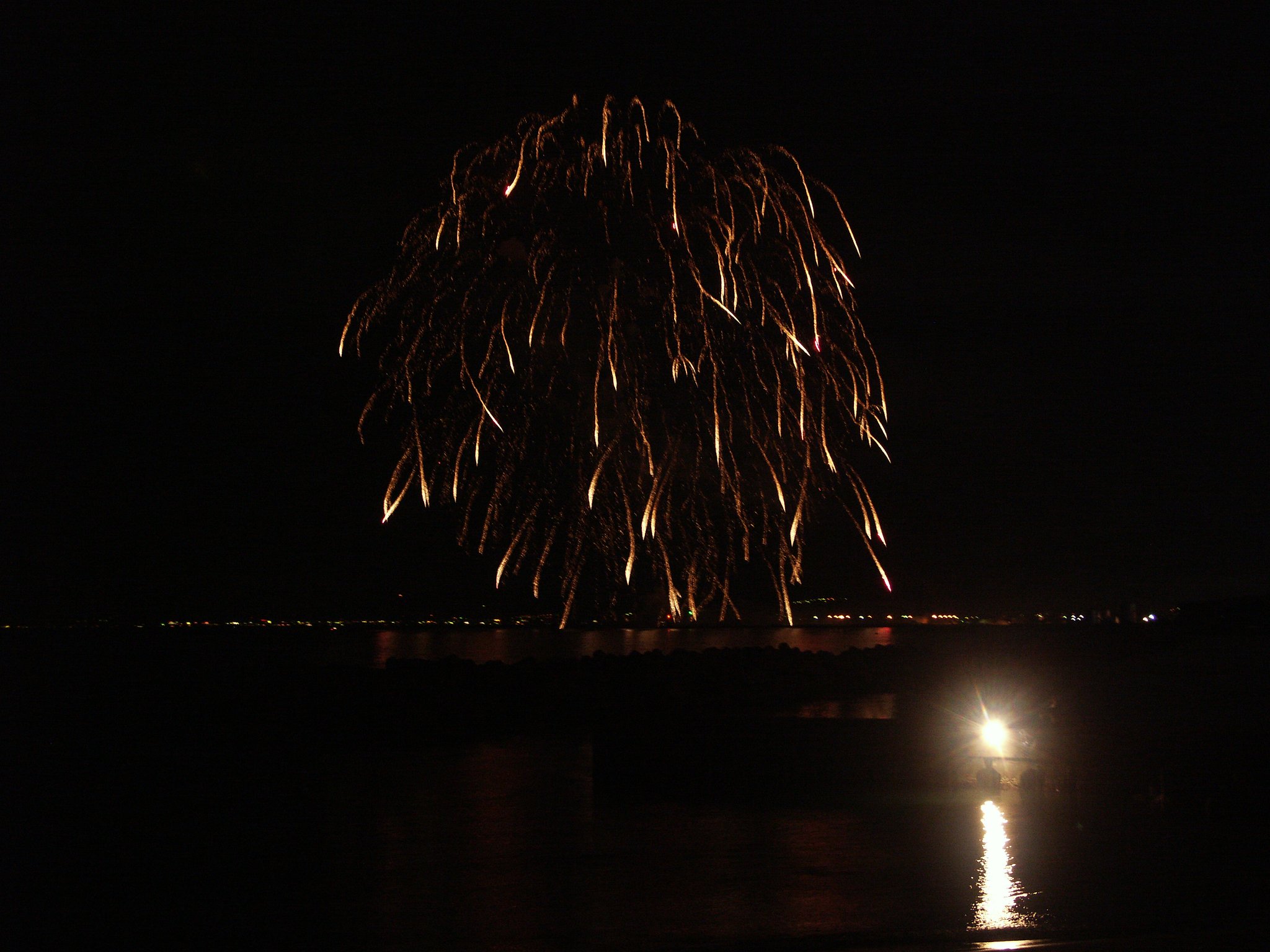 夜の海辺で