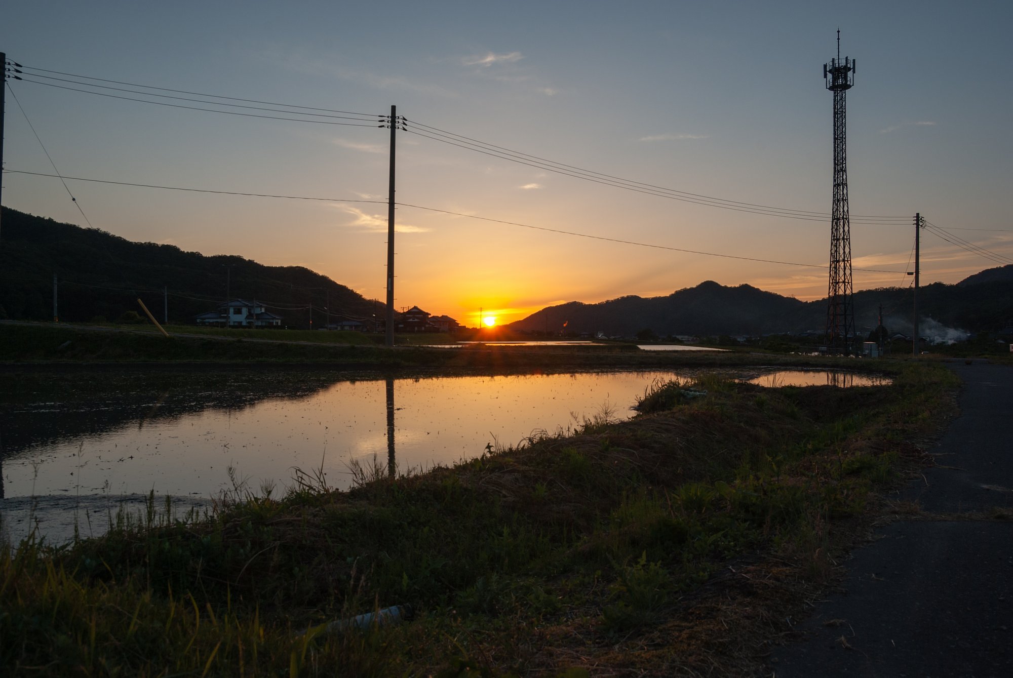 美しい夕焼けに。