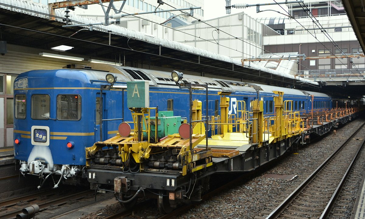 ブルートレインとレール運搬列車