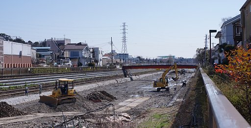 野川の改修工事