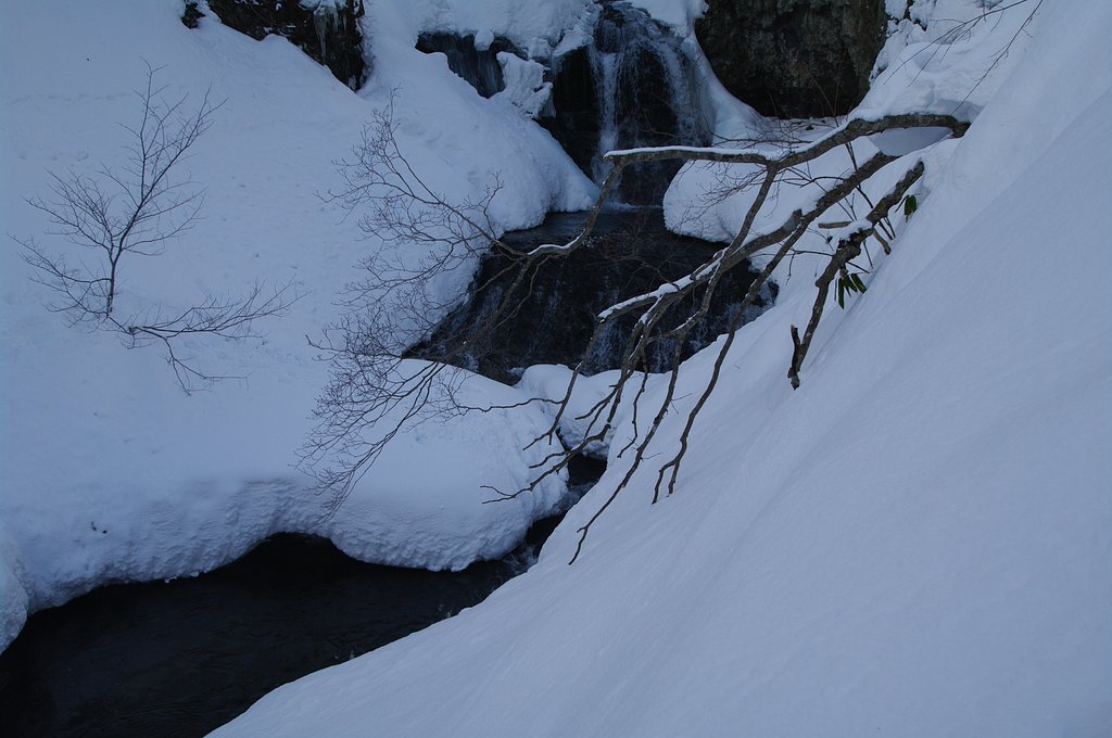 雪に埋もれた滝