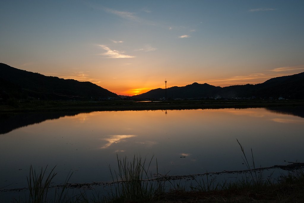 日没後も素晴らしい夕焼けが。