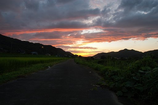 燃えるような夕焼け・・。