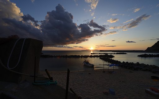 笹川流れの夕日