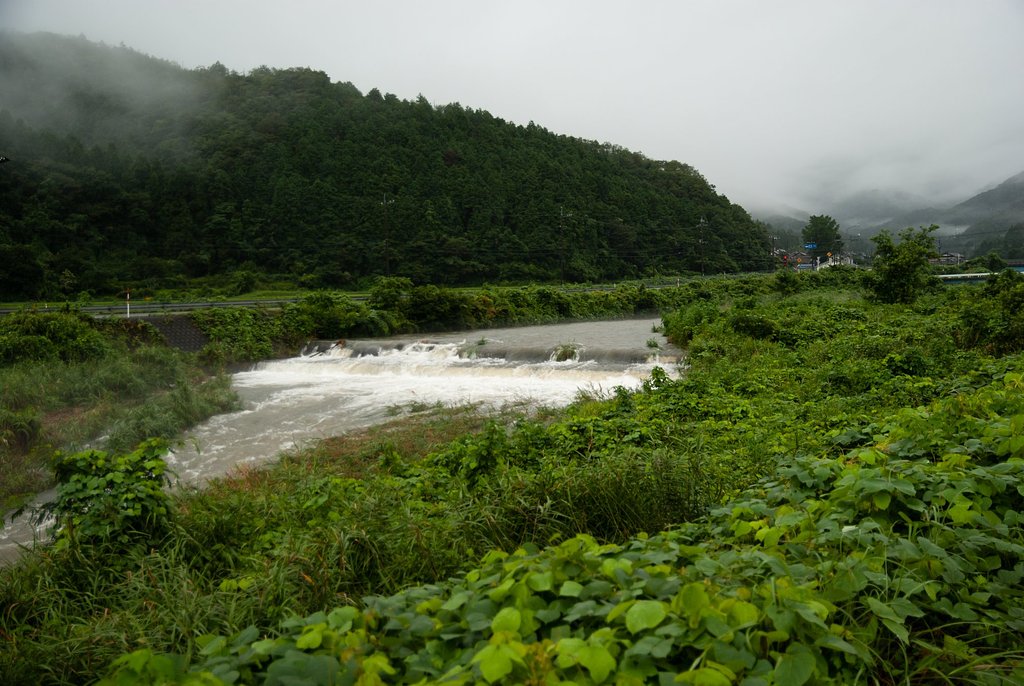 蒲生川が増水・・。