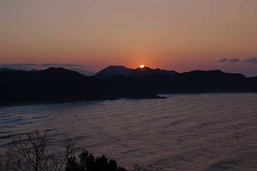 陸上岬からの夕焼け‐3。