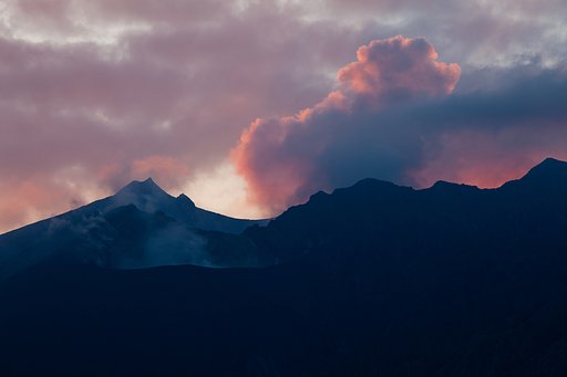 噴火のような夕暮れ