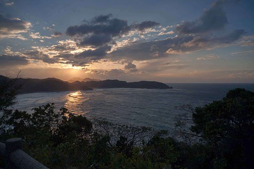陸上岬の夕方。