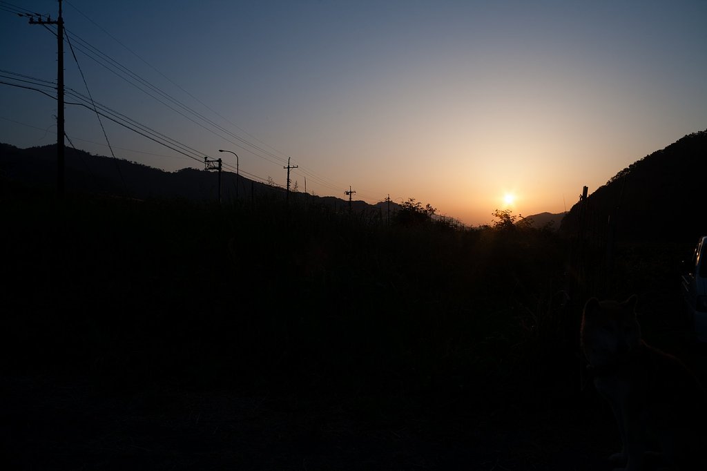 美しい夕焼けに。