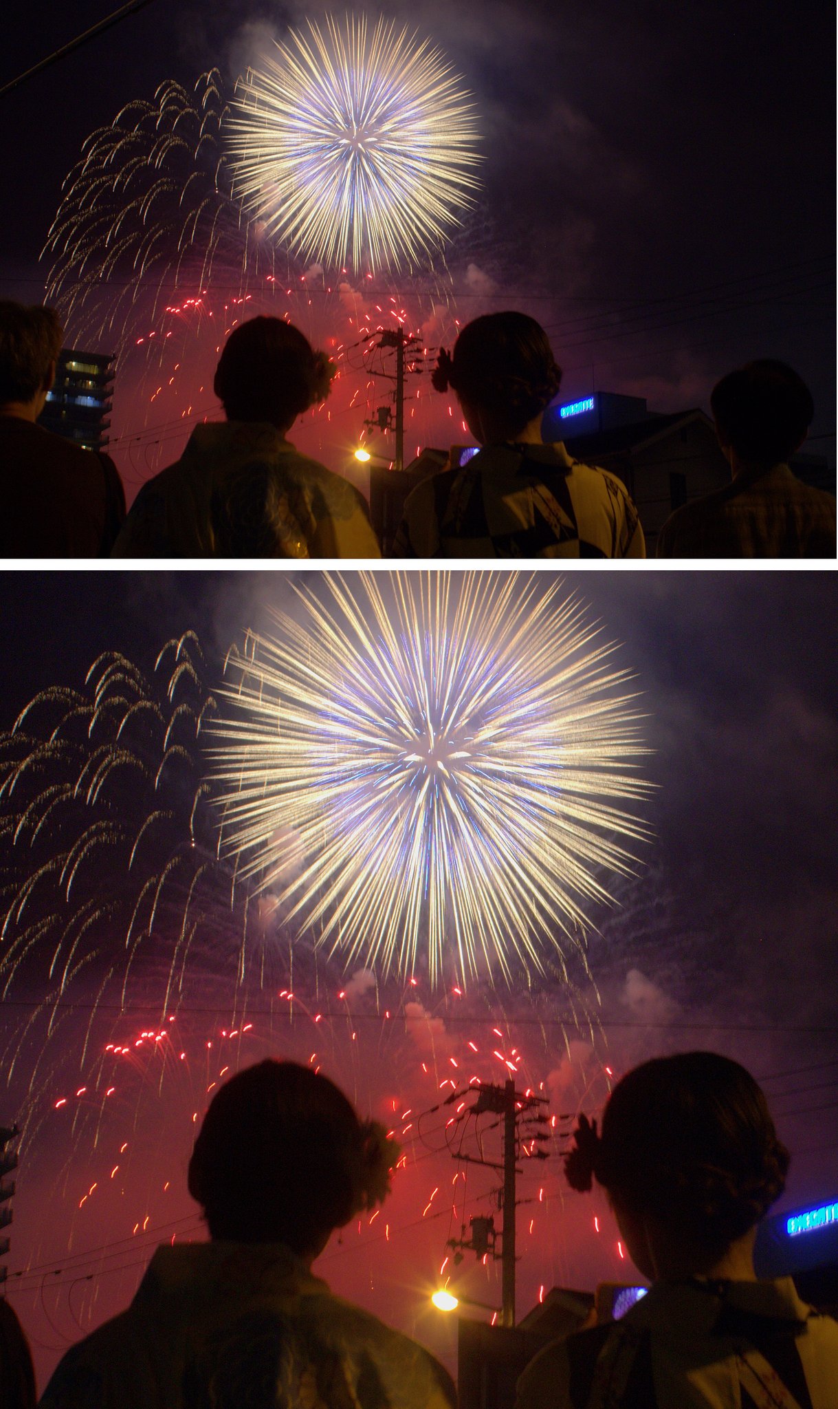 「街から見る淀川花火」夜景のRAW