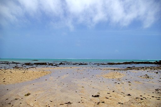 夏の空と干潮