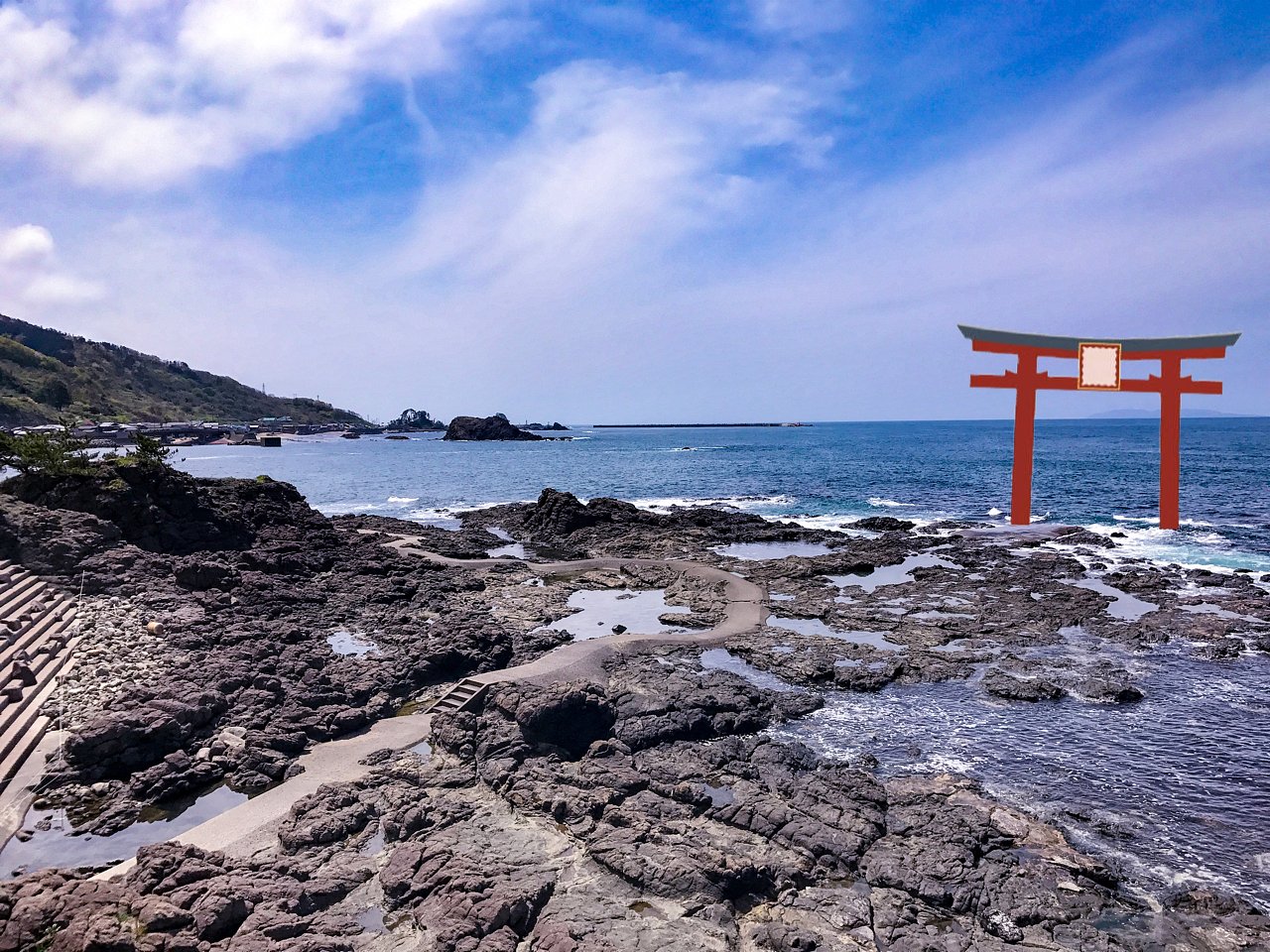 【開放感】鳥居のある磯
