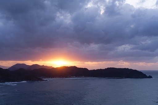 陸上岬からの日没前！
