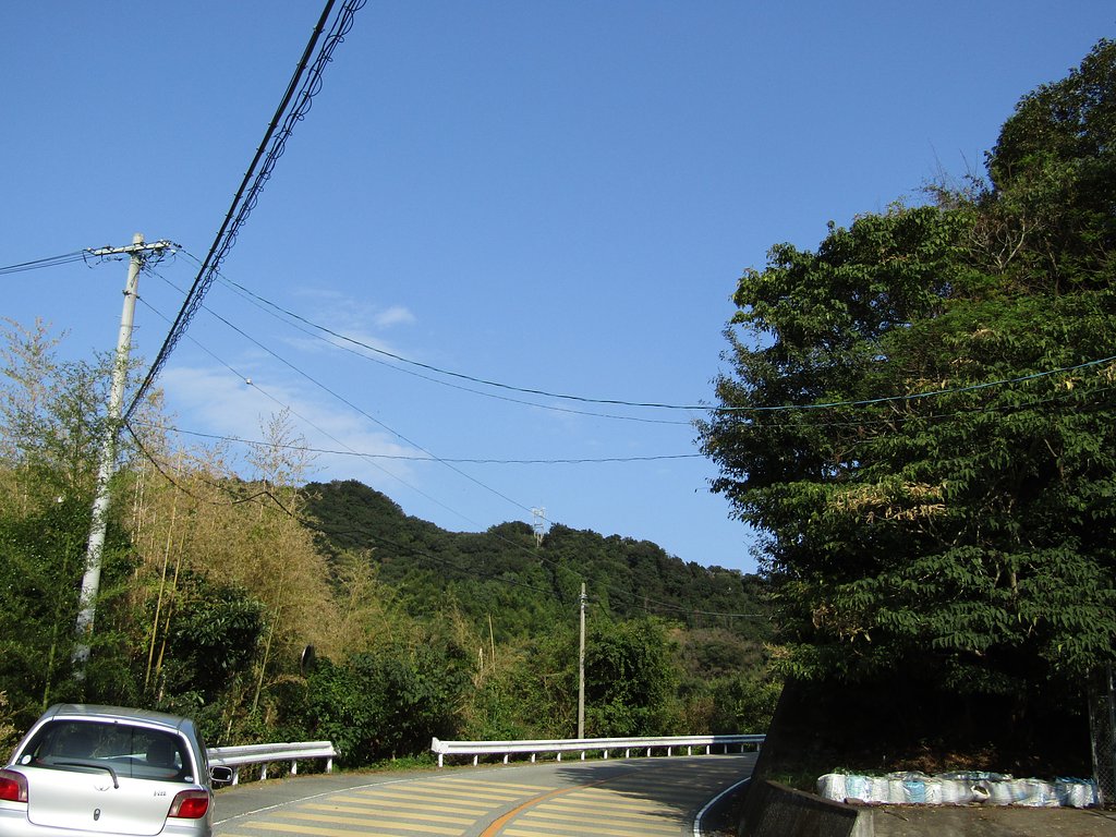 道端に車を、、止めて休憩です