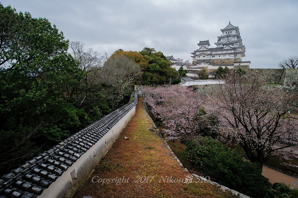 曇天姫路城散歩みち