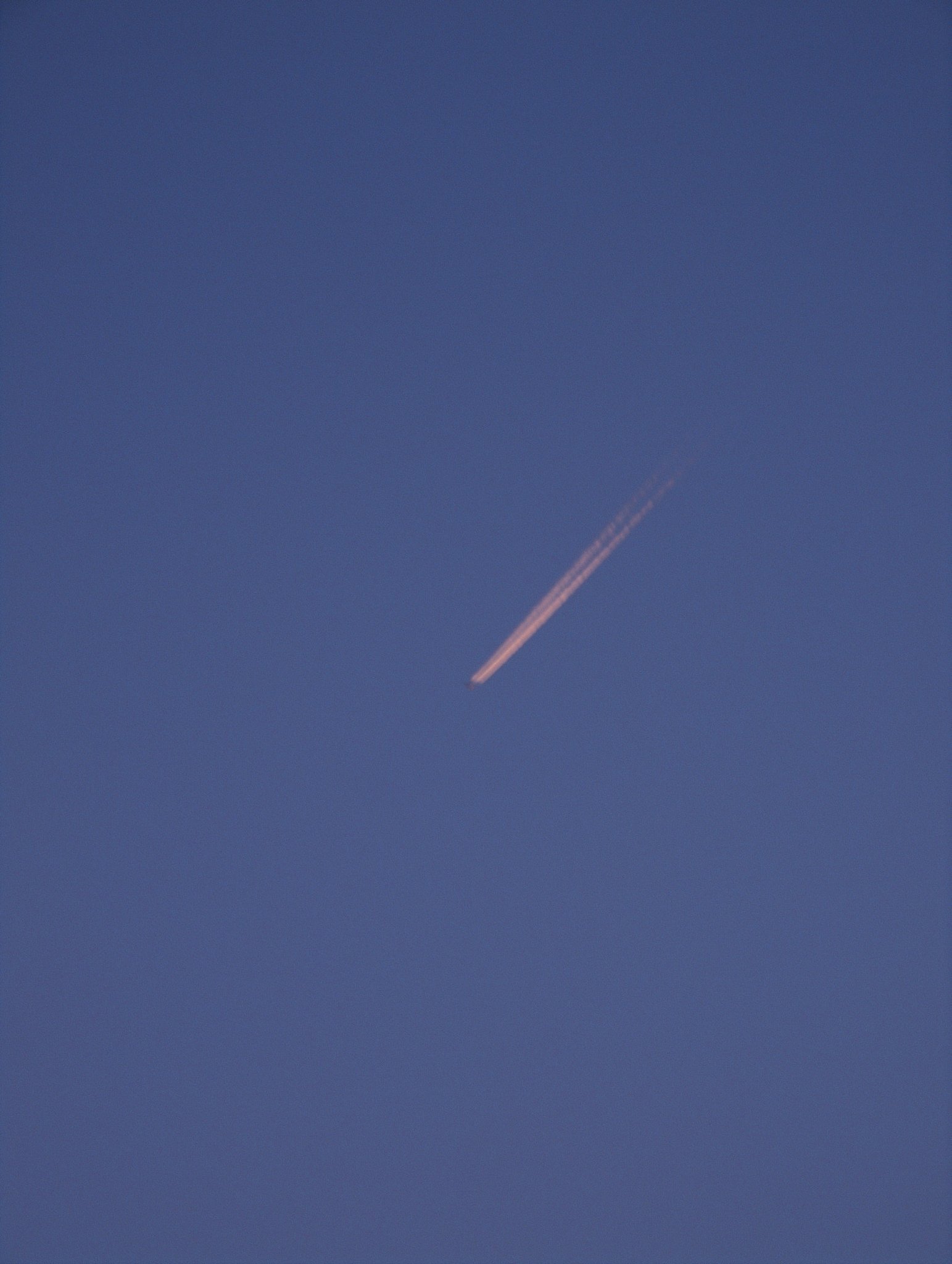 夕焼けの飛行機雲