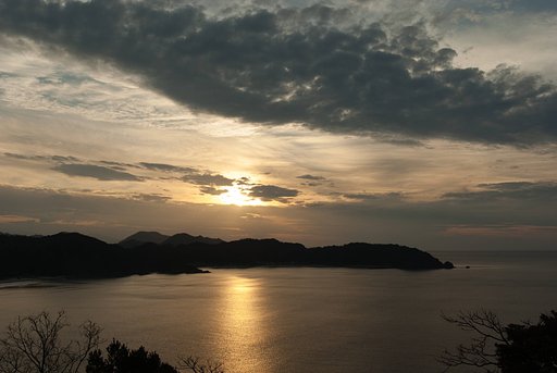 陸上岬からの夕焼け撮り。