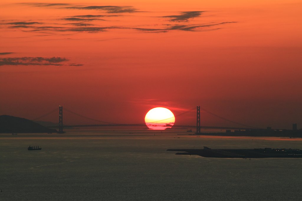 春の夕日