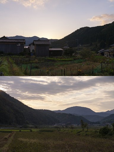 朝焼けから曇り空に。